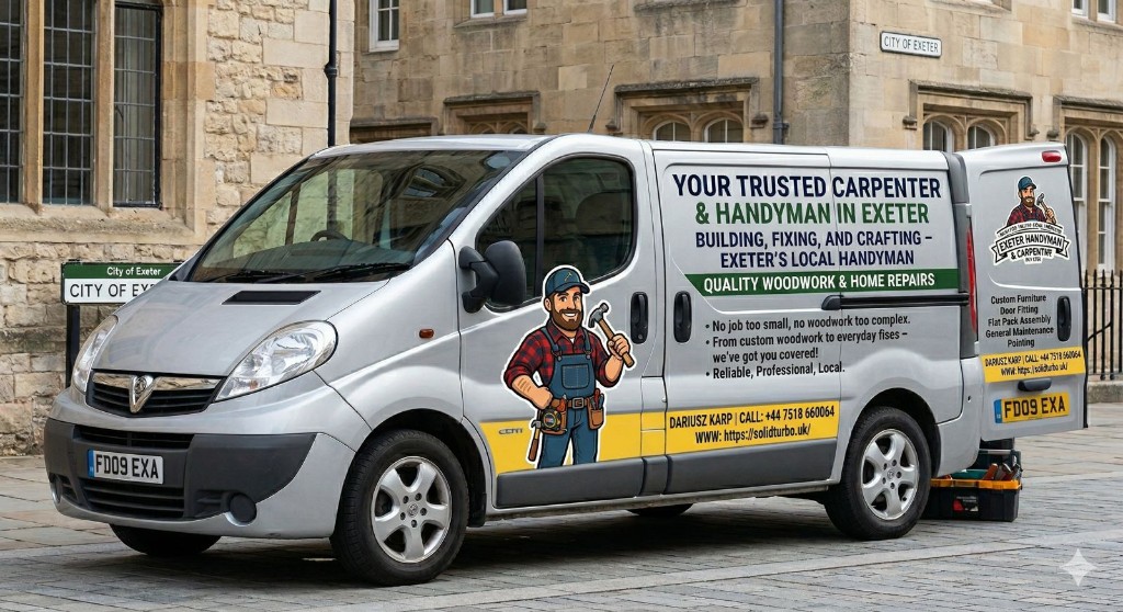 Darek's carpentry van — trusted local woodworker serving Exeter and surrounding areas in Devon